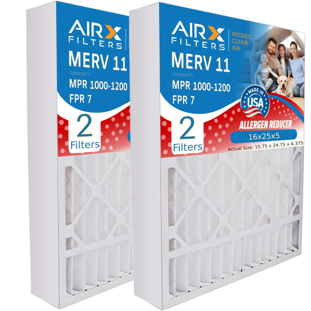 16x25x5 Air Filter MERV 11 Comparable to MPR 1000, MPR 1200 & FPR 7 Compatible with Lennox X0583 Air Filter 2 Pack by AIRX FILTERS WICKED CLEAN AIR.