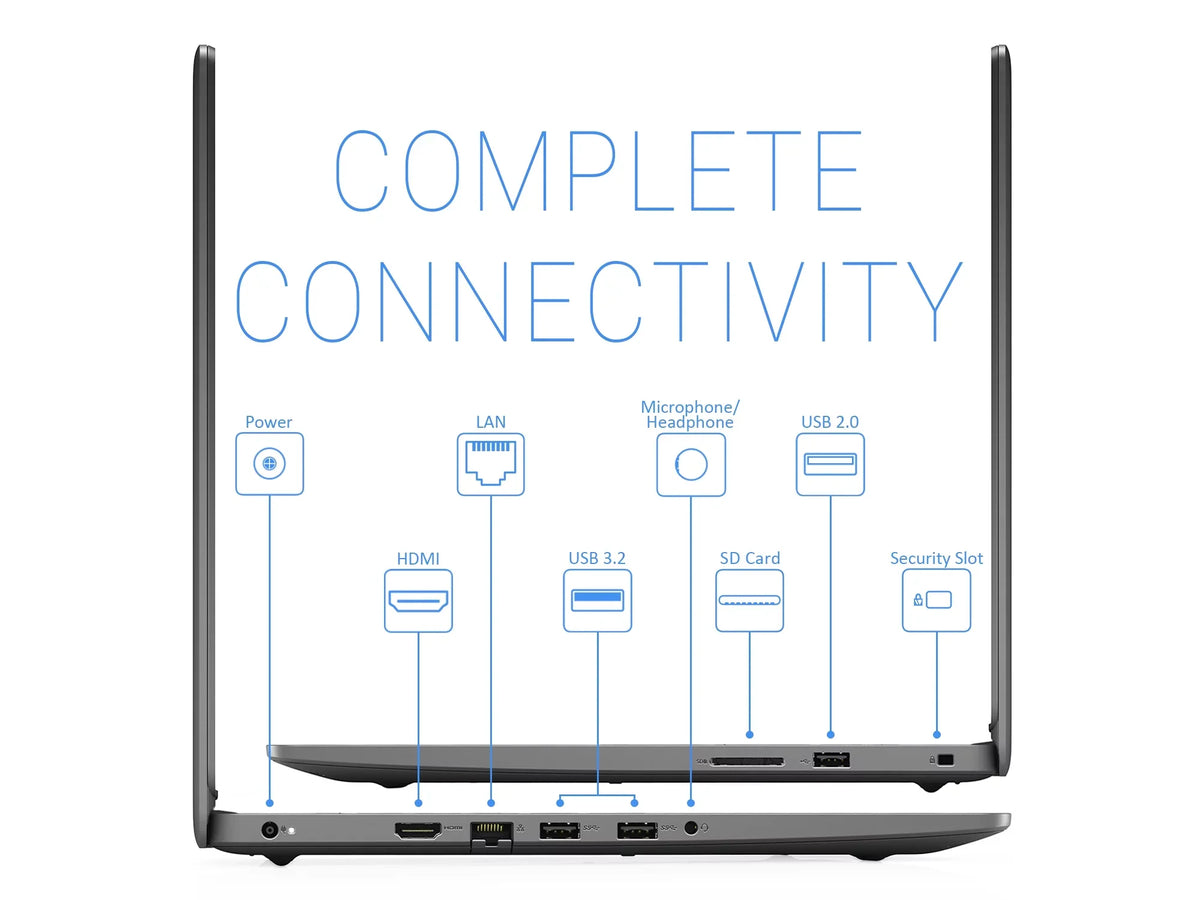 Dell Inspiron 3505 Notebook, 15.6" FHD Display, AMD Ryzen 3 3250U Upto 3.5GHz, 8GB RAM, 512GB NVMe SSD, Vega 3, HDMI, Card Reader, Wi-Fi, Bluetooth, Windows 10 Home