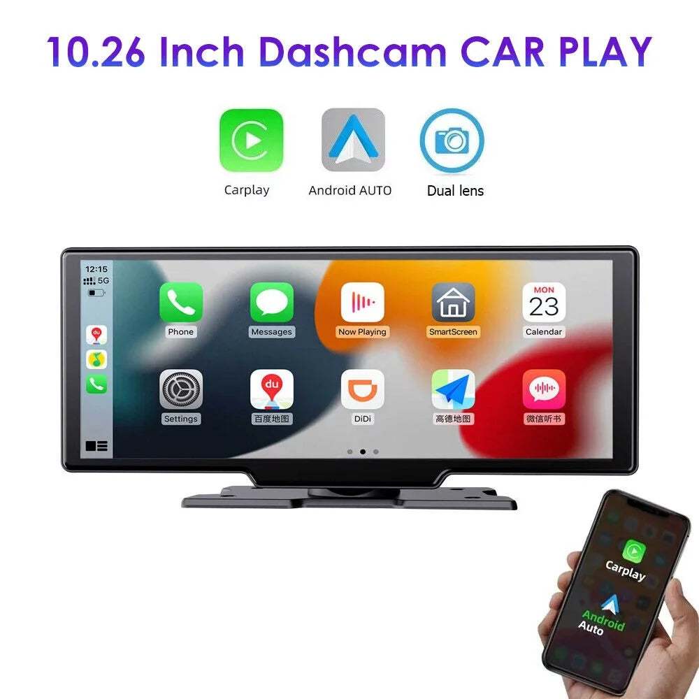 kydely 2K Wireless 10.26'' Touch Screen Dual Channel Wifi Car DVR Dash Camera Android Auto ".