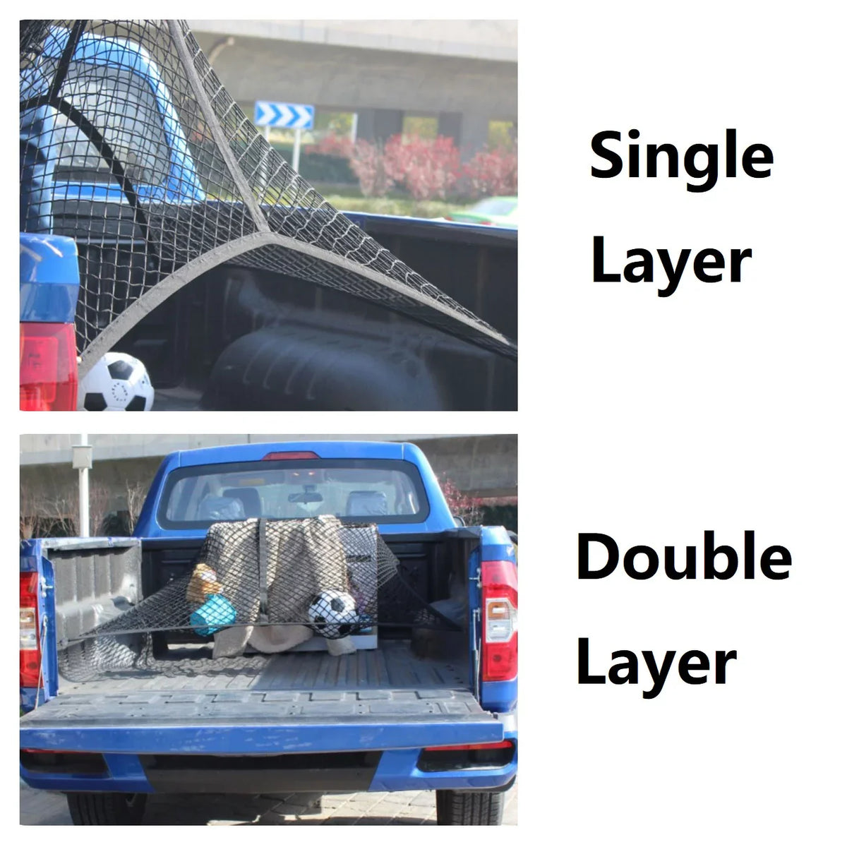 JEYODA Highly Elastic Cargo Net, Simple Truck Bed Cargo Mesh Organizer, Suitable for Daily Light Loads of Trucks, 4'x4' Stretches to 7'x7'