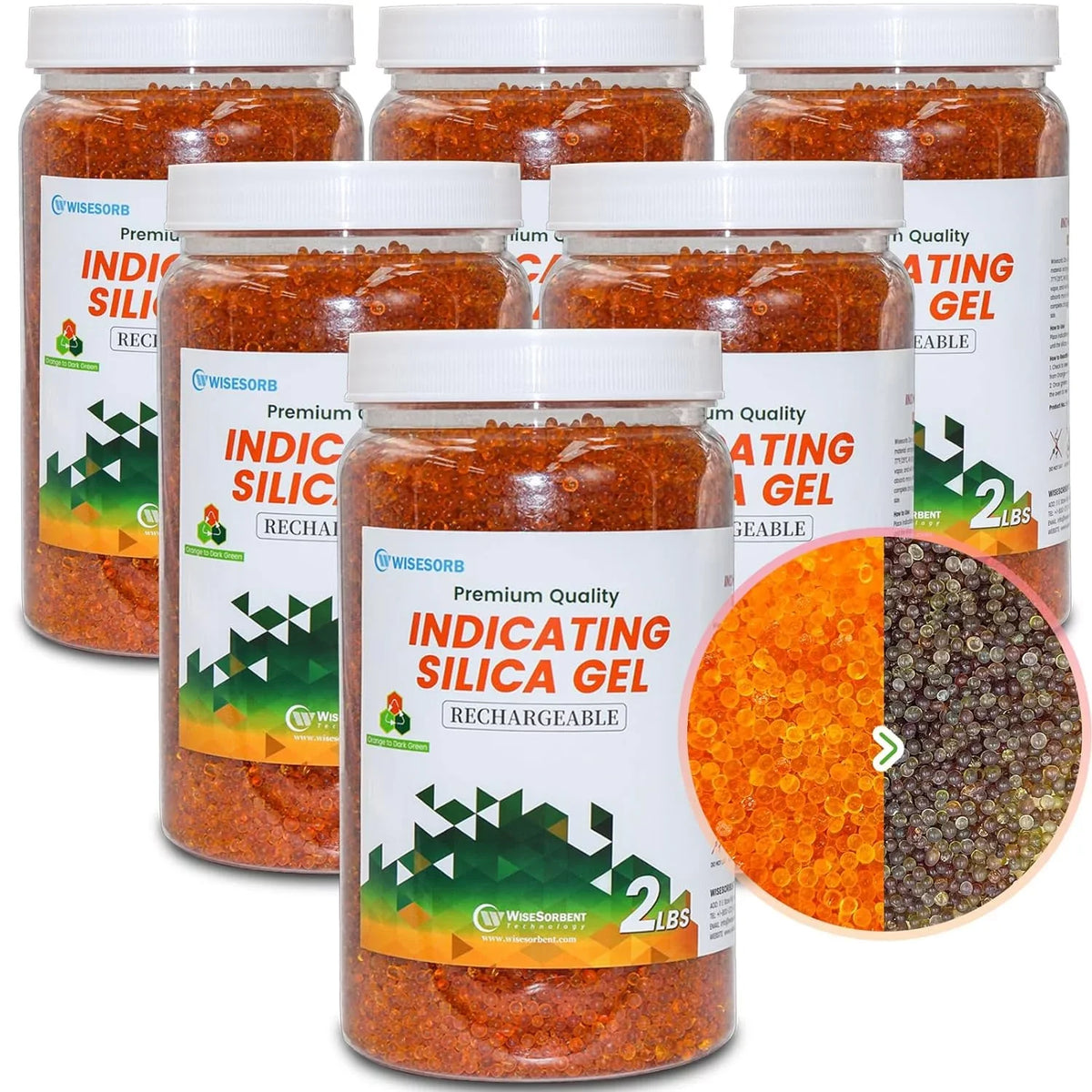 Wisesorb 12LBS Orange Premium Indicating Silica Gel Desiccant Beads, Indicating Silica Orange to Dark Green, Reusable Silica Gel for Storage, Drying Desiccant Dehumidifier