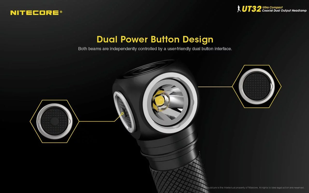 Value Bundle: Nitecore UT32 Dual Emitter Headlamp - (5700K, Cool White) - (3000K, Warm White) with 1X NL1834 Battery and 1x TINI Keychain Light (Random Color Choices)