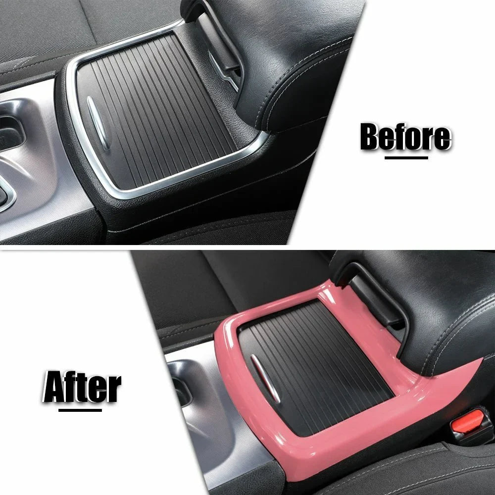 Teledu Inner Central Console Cup Holder Panel Trim Protection + Pink