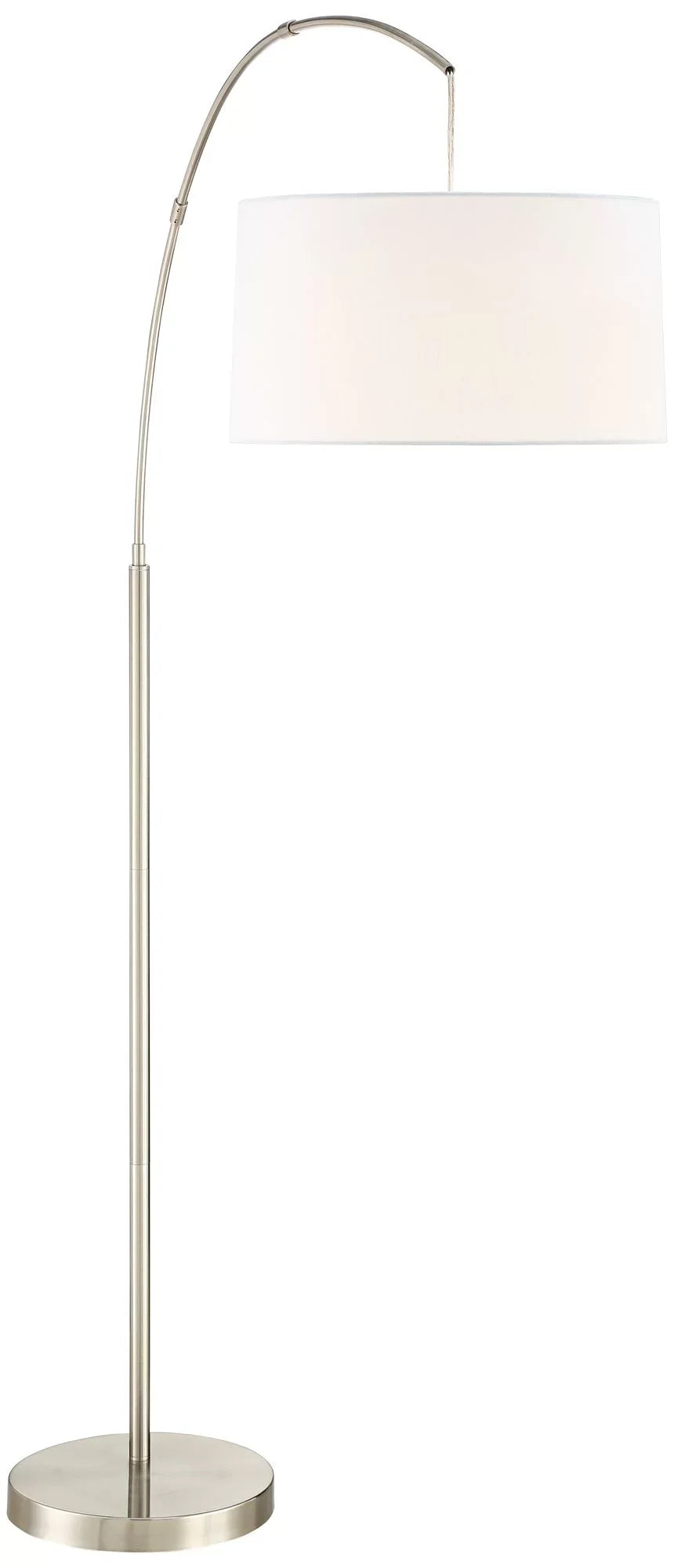 360 Lighting Modern Arc Floor Lamp with USB Charging Port 72" Tall Brushed Nickel White Drum Shade for Living Room Reading House