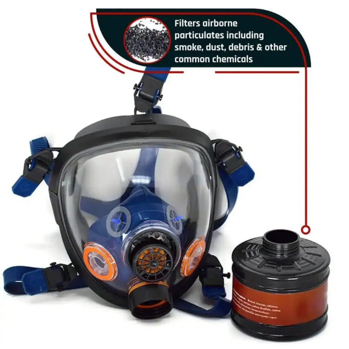 ST-100X Full Face Survival Respirator Gas Mask with Organic Vapor and Particulate Filtration