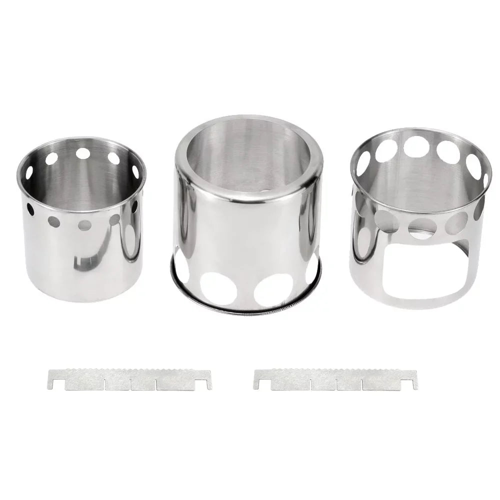 Arealer Portable Camping Stove Combo Timber Burning Stove and Cooking Pot Set for Backpacking Fishing Hiking