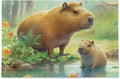 1000 PCS Capybara Family Jigsaw Puzzle, Paper Timber Composite Material Zigsaw with Storage Bag, Puzzle for Adults, Fun Challenging Brain Exercise Family Game Gift for Kids Friends Parents