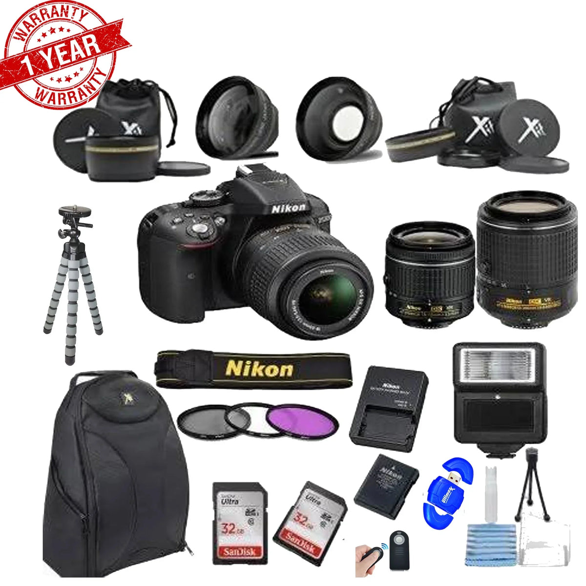 Nikon D5300 24.2 MP DSLR Camera ||18-55mm VR Lens Kit||55-200mm VR Zoom Lens ||Bundle