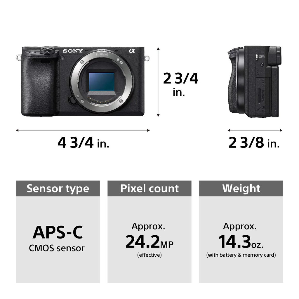 Restored Sony Alpha a6400 Mirrorless Camera & 18-135mm Lens - E Mount Compatible Cameras - ILCE-6400M/B (Refurbished)