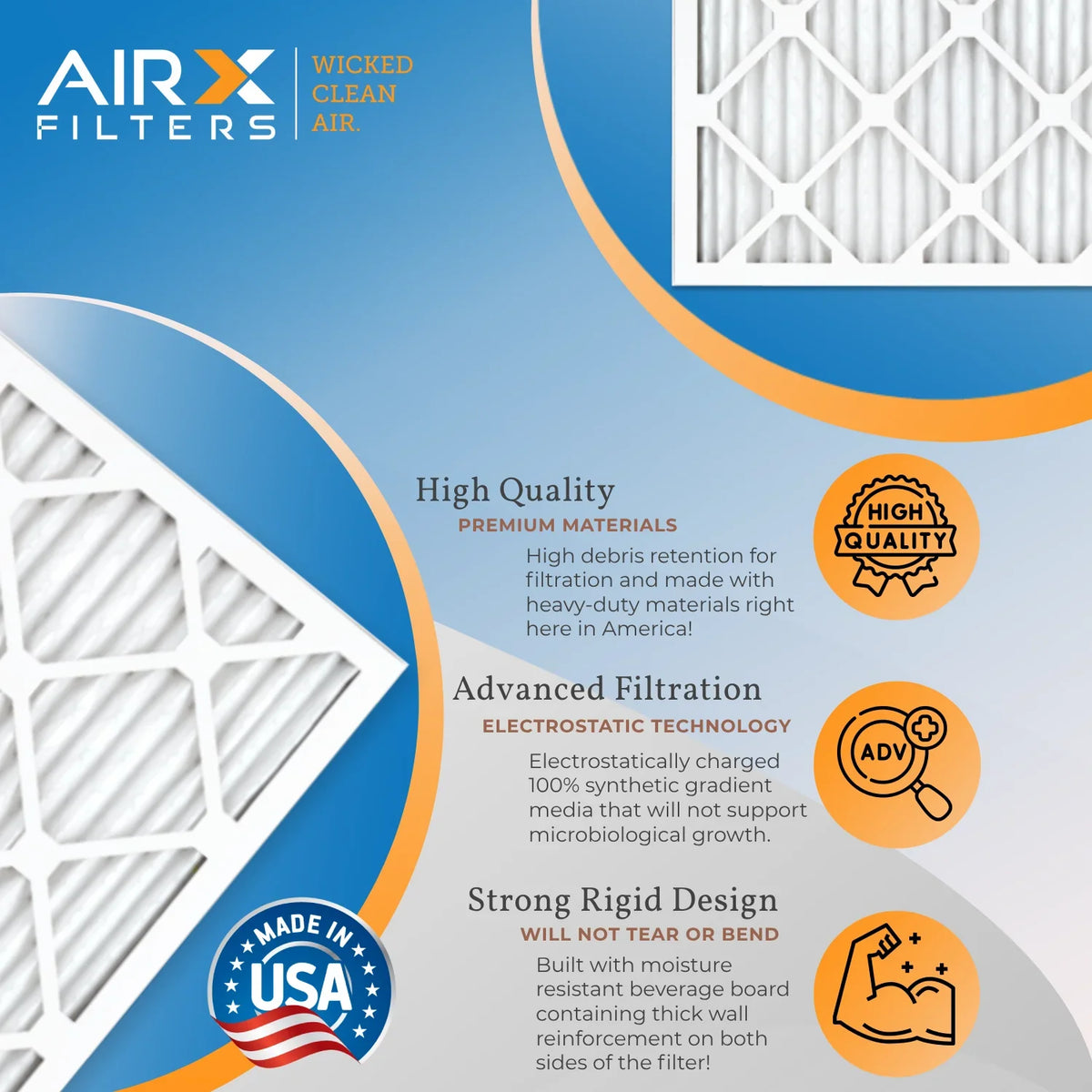 12x24x1 Air Filter MERV 8 Comparable to MPR 700 & FPR 5 Electrostatic Pleated Air Conditioner Filter 6 Pack HVAC AC Premium USA Made 12x24x1 Furnace Filters by AIRX FILTERS WICKED CLEAN AIR.