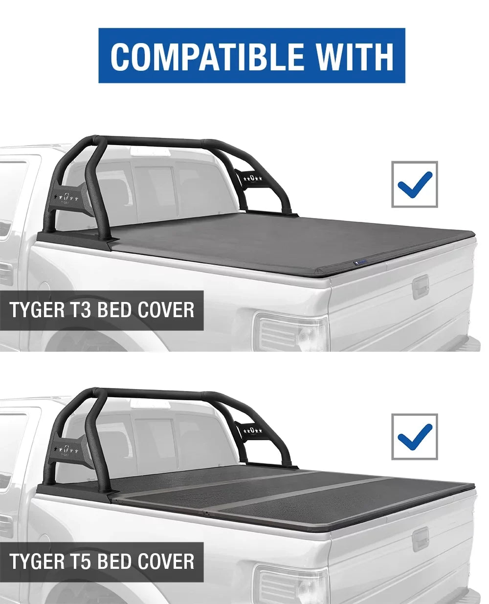 Tyger Auto Sport Bar Compatible with 2022-2024 Toyota Tundra (Exclude SR) | 5.5/6.5' Bed | TG-SB7T88728 | Textured Black | Light Mount | Roll Bar