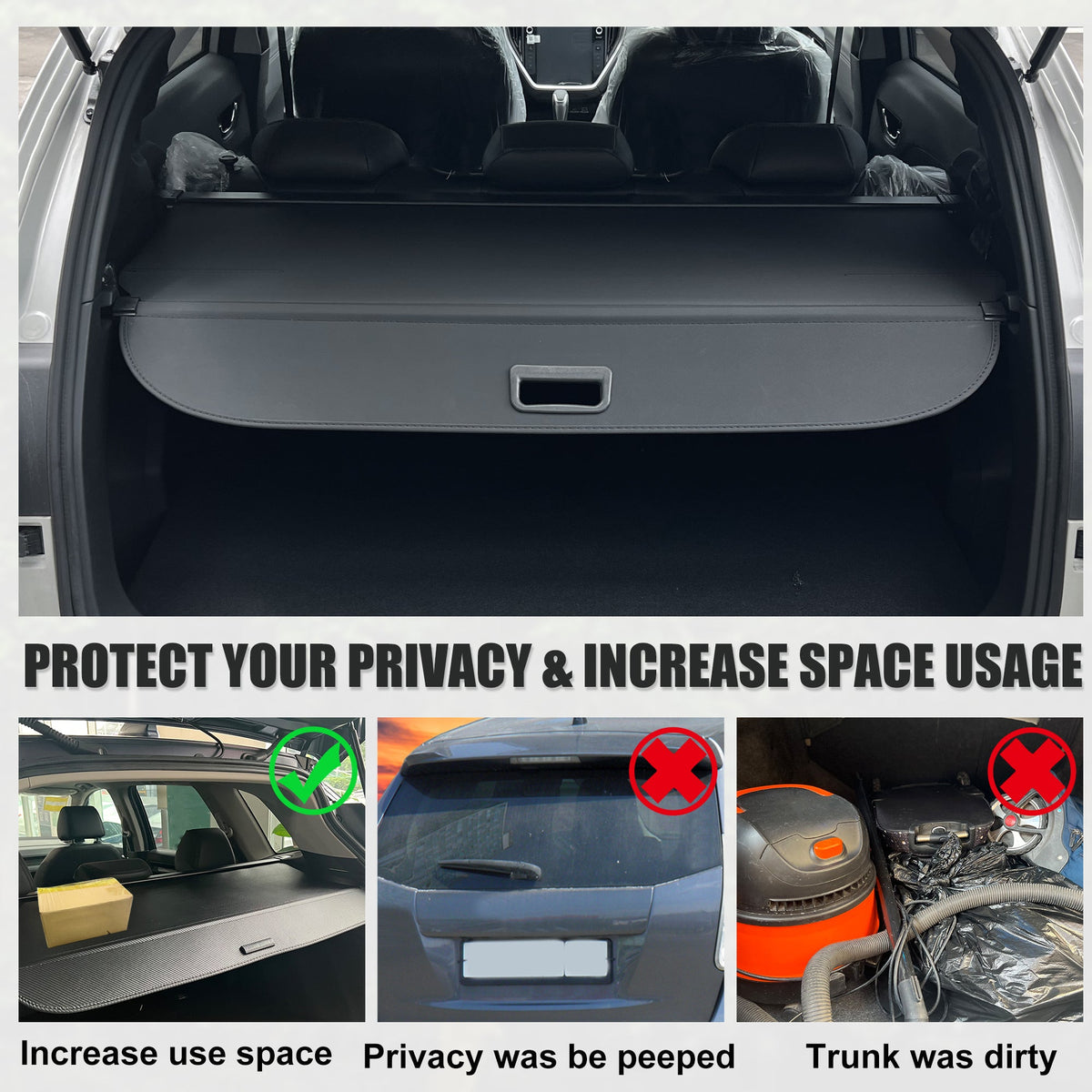 Unique Bargains Retractable Cargo Enclosure for Subaru Forester 2019-2023 Waterproof Non Slip SUV Rear Trunk Shielding Shade