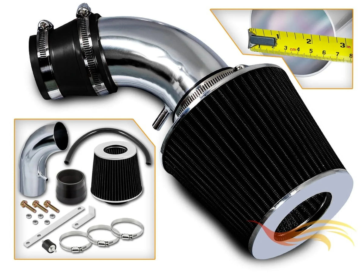 Rtunes Racing Short Ram Air Intake Kit + Filter Combo BLACK Compatible For 01-03 Hyundai Elantra 2.0L â€¦