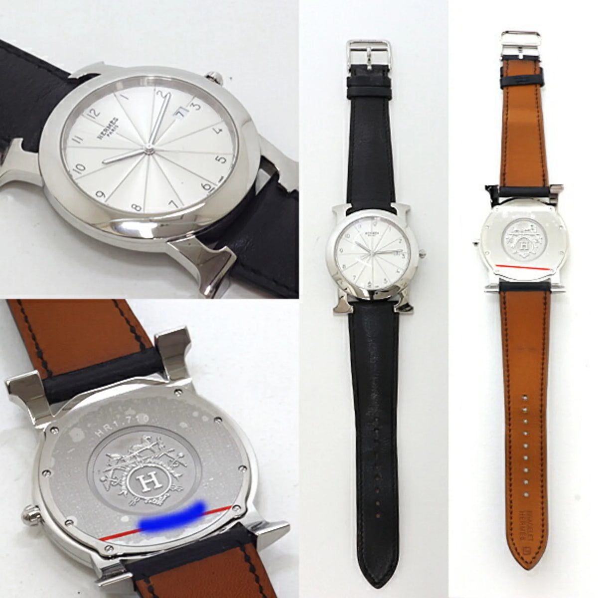 Pre-Owned HERMES Men's Watch H Rondo HR1.710 Quartz □J Engraved Silver Dial Finished (Good)