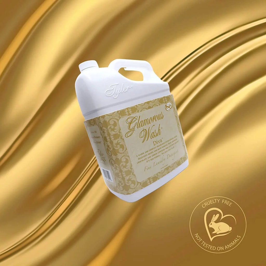 Tyler Candle Company Glamorous Wash Diva Fine Laundry Liquid Detergent - Liquid Laundry Detergent Arrangement for Clothing - Hand and Machine Washable - 3.78L 1Gal Container