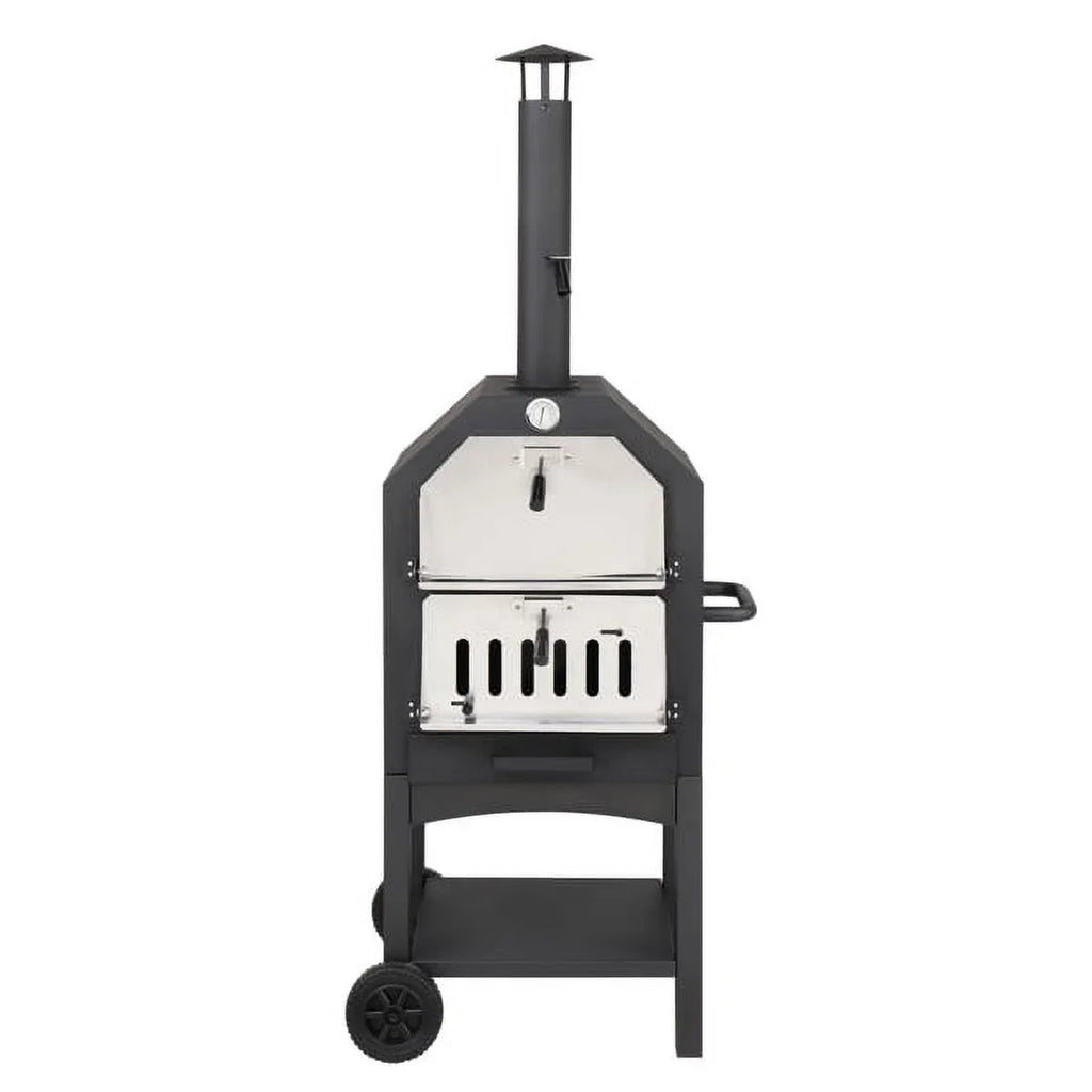 Fithood Outdoor Timber Fired Pizza Oven with Pizza Stone, Pizza Peel, Grill Rack, for Backyard and Camping
