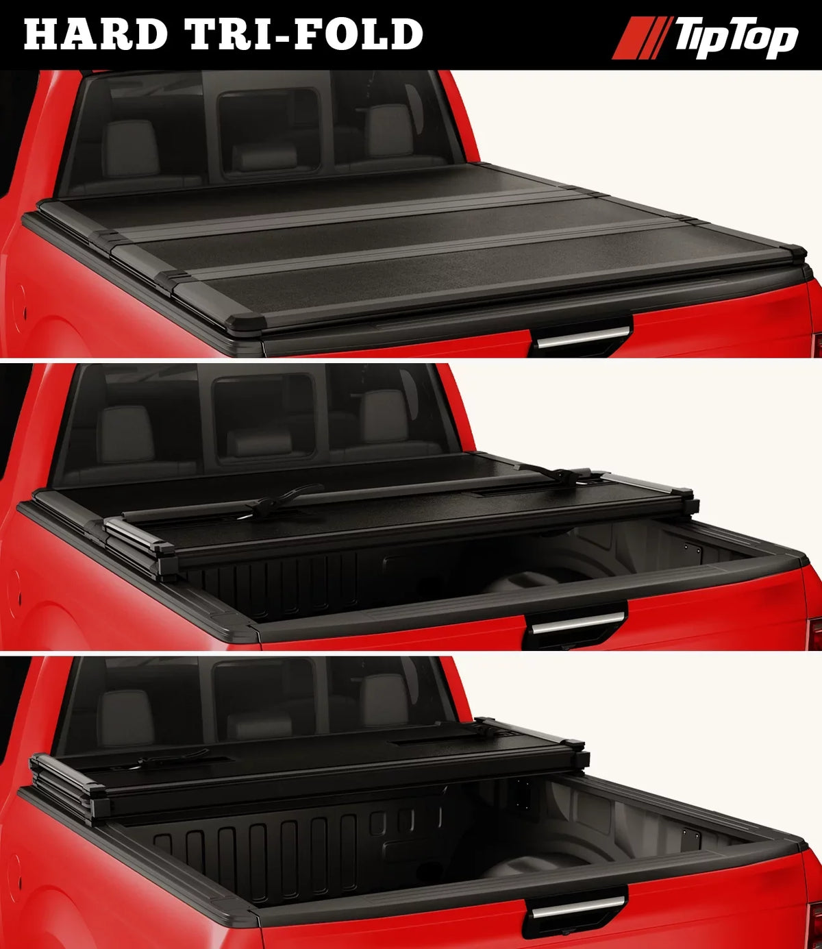 TIPTOP Tri-Fold Hard Tonneau Enclosure Truck Bed FRP On Top For 2017-2023 Nissan Titan 5.5ft Bed (67") w/o Titan Box | TPM3 |For Models With or Without The Deck Rail System|