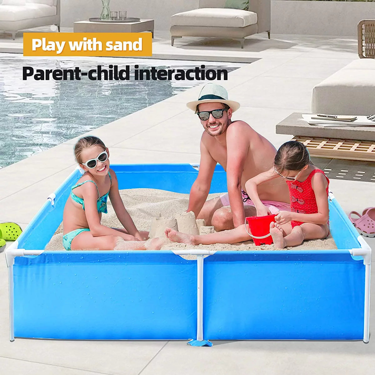 Enclosure 59x59 Metal Frame Pool Summer - Shield Swimming Pool for Summer Water Play, Outdoor Indoor Pool Ball/Sand Pit for Backyard Party