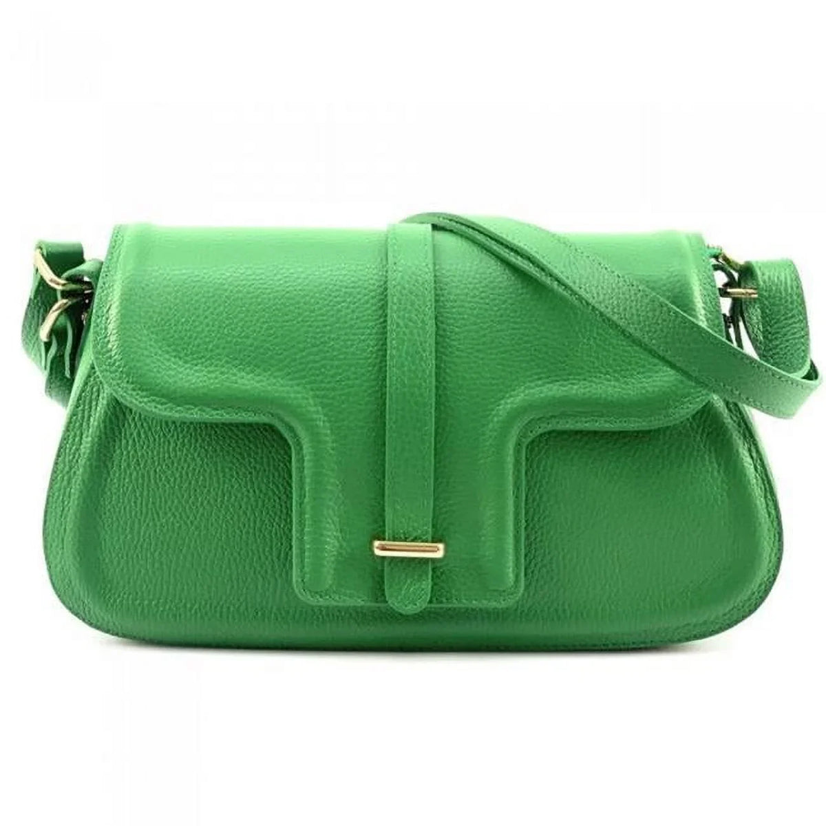 Italian Artisan Valentino Womens Handcrafted Luxury Shoulder Handbag in Genuine Hammered Effect Leather, Light Green - Small