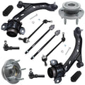 Detroit Axle - Front 12pc Suspension Kit Ford Mustang 2005 2006 2007 2008 2009 2010, 2 Lower Control Arms 2 Sway Bars 4 Outer Inner Tie Rods 2 Wheel Bearing and Hubs 2 Boots Replacement