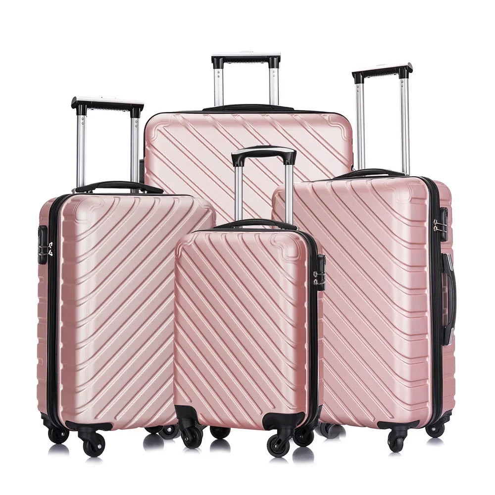 4 Piece Hardshell Luggage Sets,Travel Suitcase,Carry On Luggage with Spinner Wheels Free Enclosure Inside rose gold