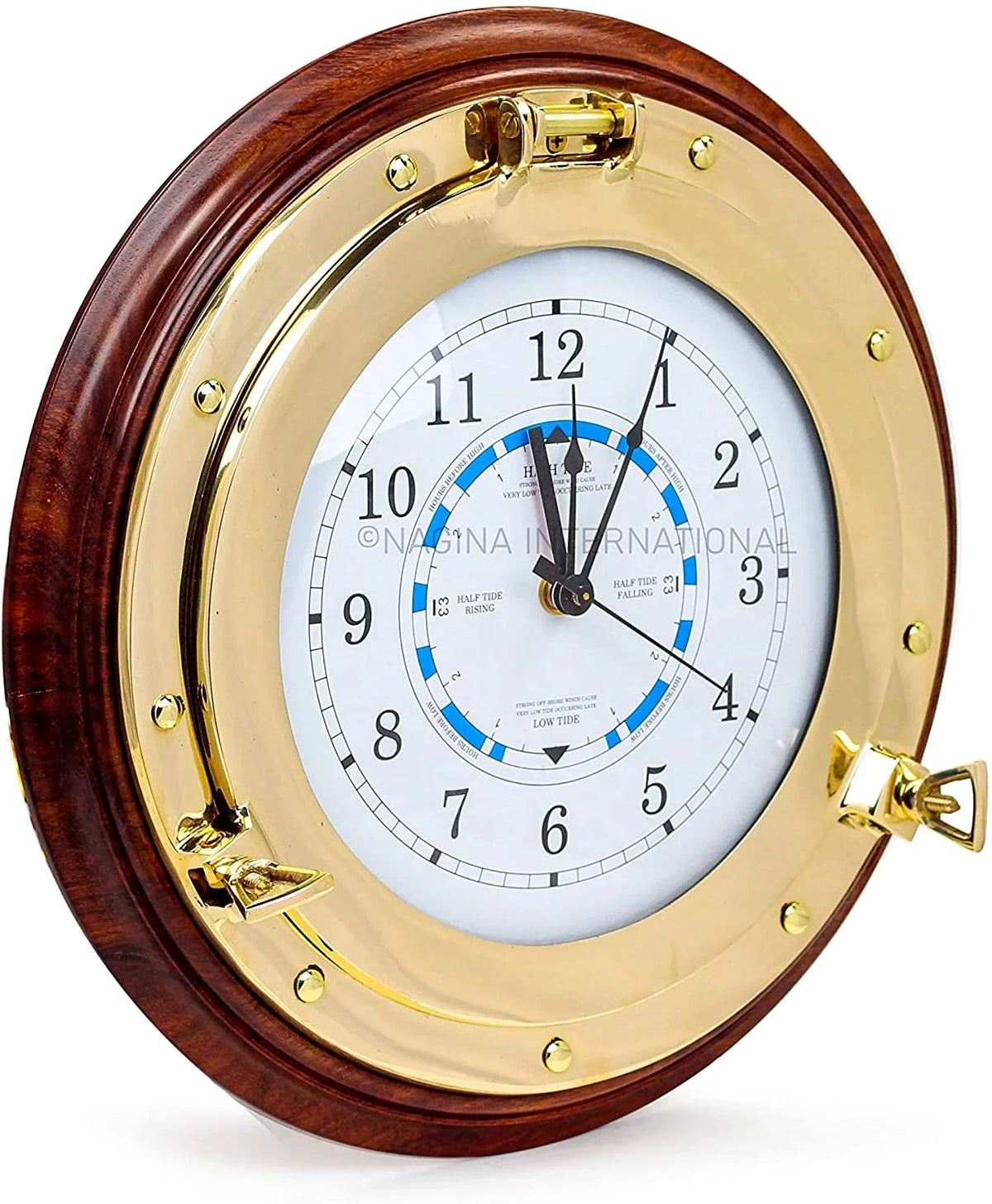 Nagina International 16" Premium Ornamental Time Tide Clock On Robust Deluxe Timber Base | Pirate's Ocean Beach Decor