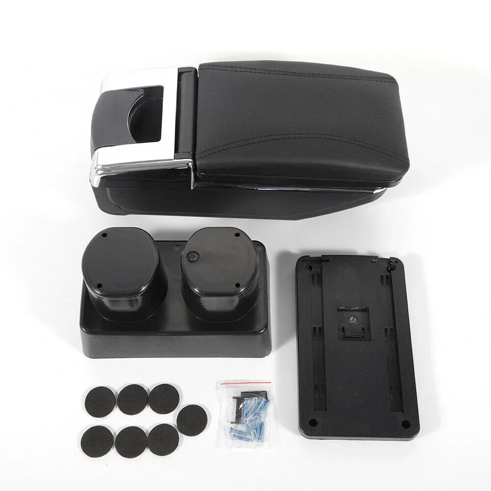 YIYIBYUS Car Central Container Armrest Center Console Storage Box Leather Rotatable Case for 2007-2011 Nissan Versa Tiida Black