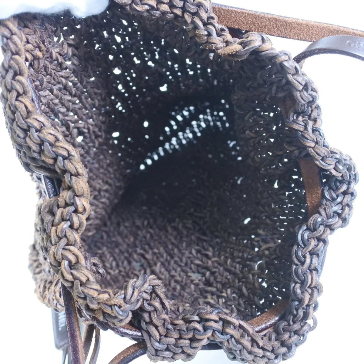 Pre-Owned Chanel Mesh Braided Leather Brown Women's Shoulder Bag (Good)