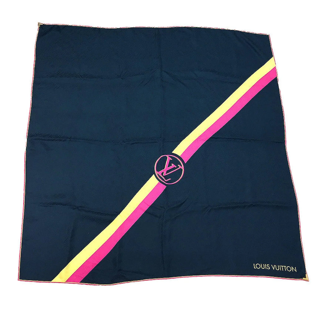 Pre-Owned LOUIS VUITTON Louis Vuitton Scarf Muffler Carre Myepi M73915 100% Silk Navy aq4339 (Good)